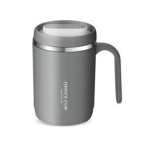 1pc Stainless Steel Cups With Lid; 16 Oz 304 Stainless Steel Tumblers Durable Coffee Mug With Splash Proof Sliding Lid; Drink With Lid Open; Plas (Color: Grey)
