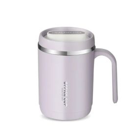 1pc Stainless Steel Cups With Lid; 16 Oz 304 Stainless Steel Tumblers Durable Coffee Mug With Splash Proof Sliding Lid; Drink With Lid Open; Plas (Color: Purple)