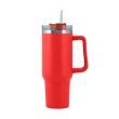 30OZ Straw Coffee Insulation Cup With Handle Portable Car Stainless Steel Water Bottle LargeCapacity Travel BPA Free Thermal Mug (Capacity: 1PC, Color: 30oz Red)